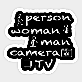 person woman man camera TV with pics Sticker